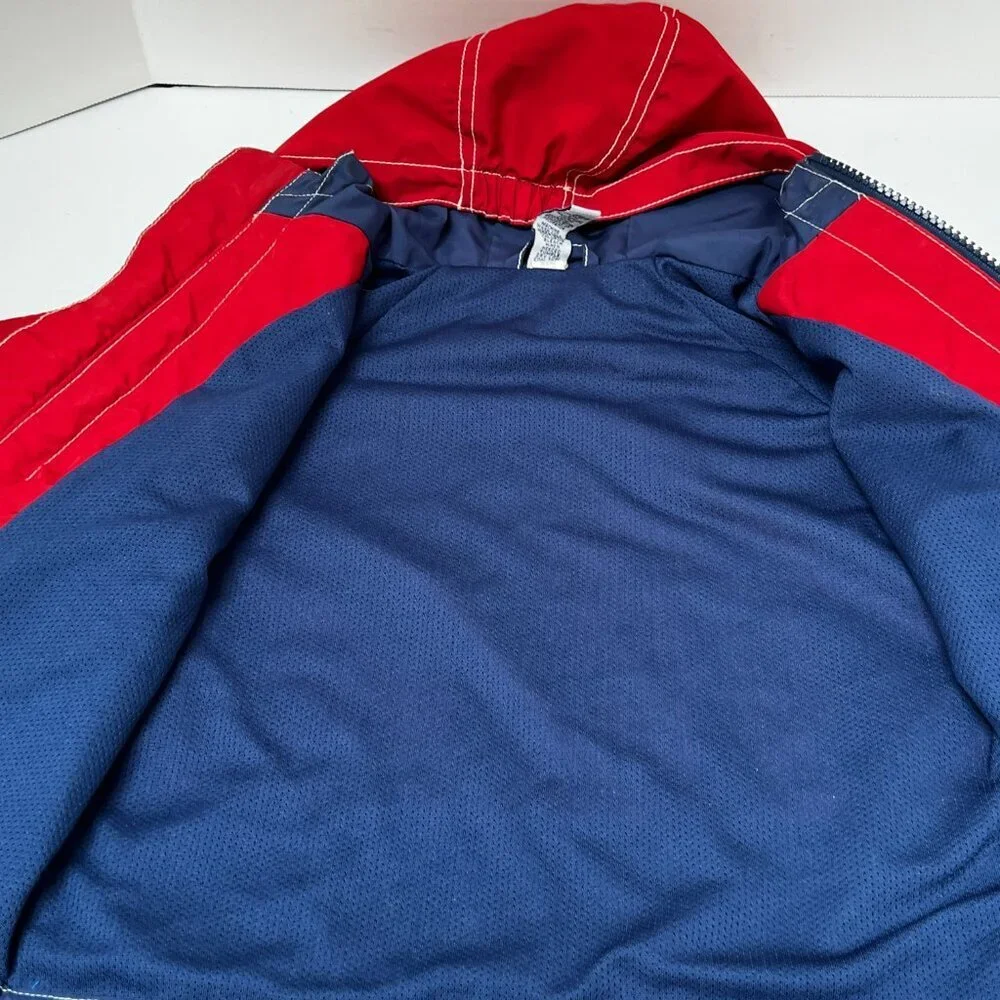 Baby GAP‎ classic Red & Blue jersey-lined Hooded rain coat 12-18 Mo EUC